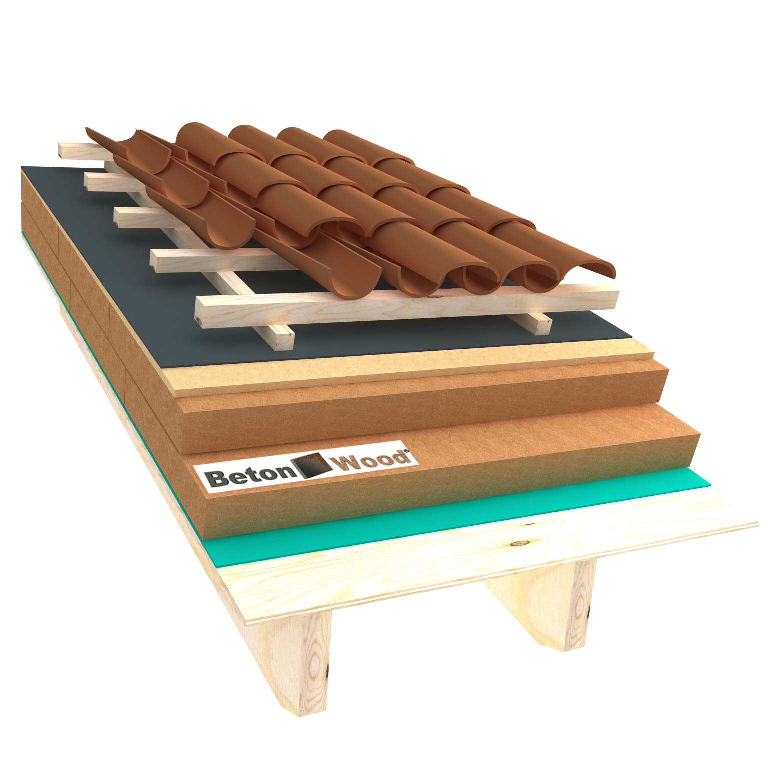 Ventilated roof with wood fiber Isorel and Universal dry on matchboarding