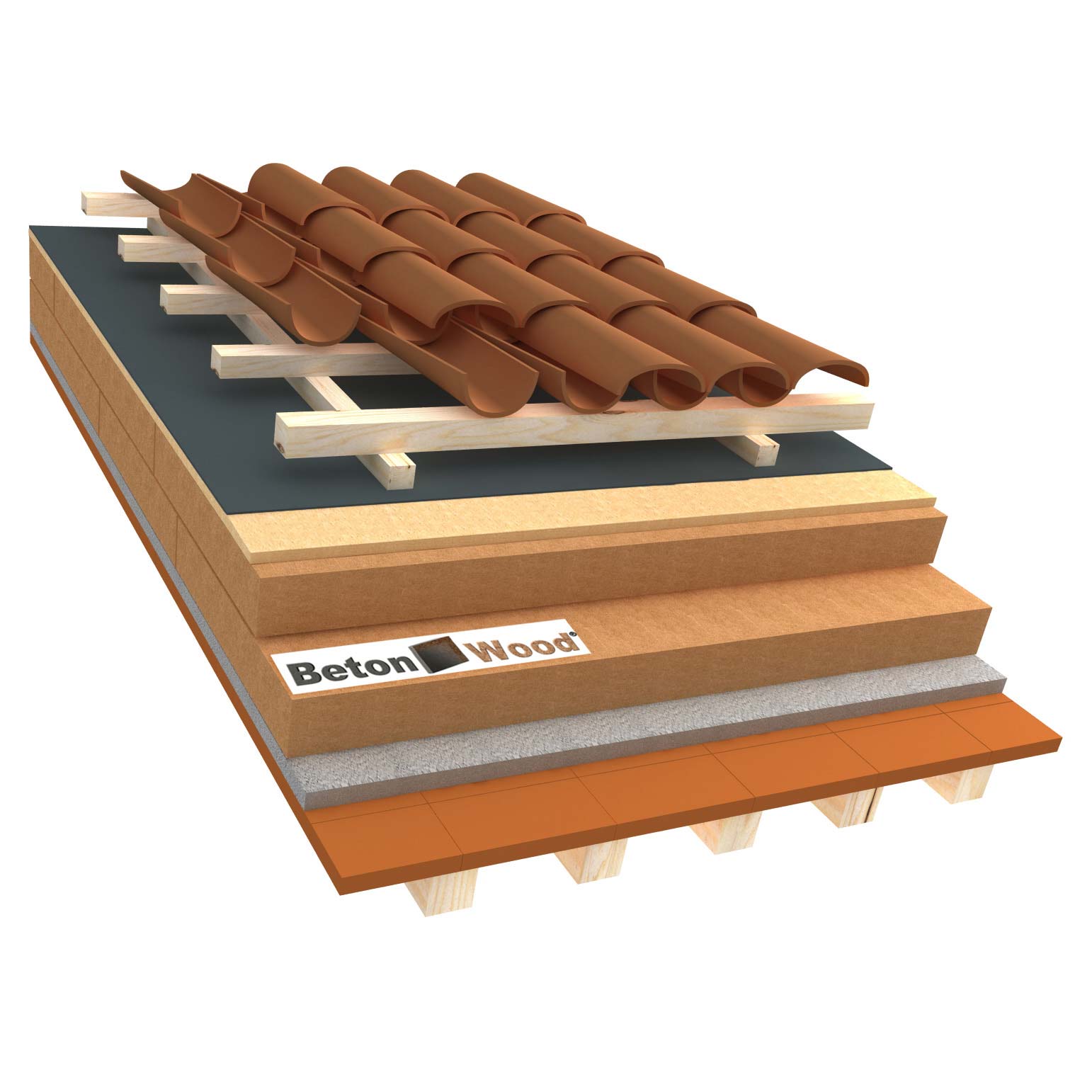 Ventilated roof with wood fiber Isorel and Universal dry on terracotta tiles